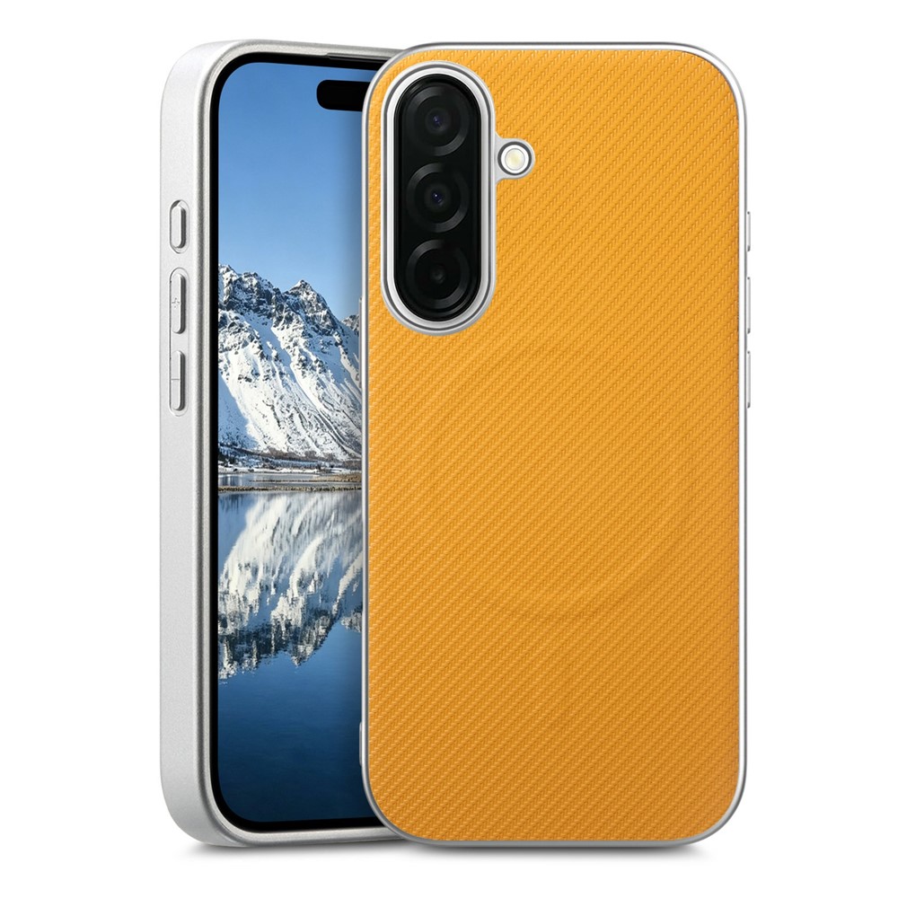 For Samsung Galaxy A26 5G Magnetic Case Silver Edge Fiber Texture Leather + PC + TPU Phone Cover - Yellow