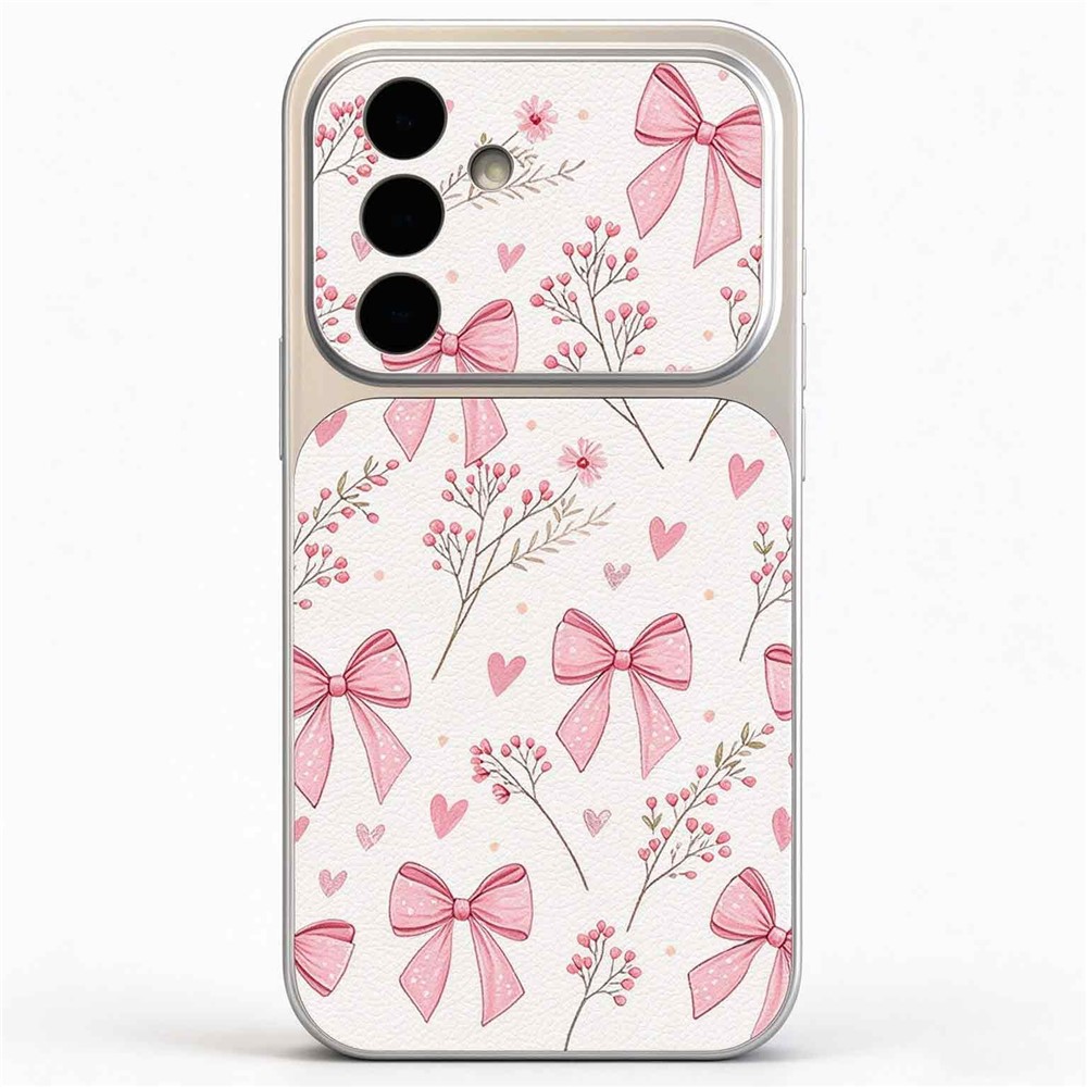 For Samsung Galaxy S25 Phone Case Bow Pattern PU Leather Litchi Texture Back Cover with Precise Camera Cutouts - B024