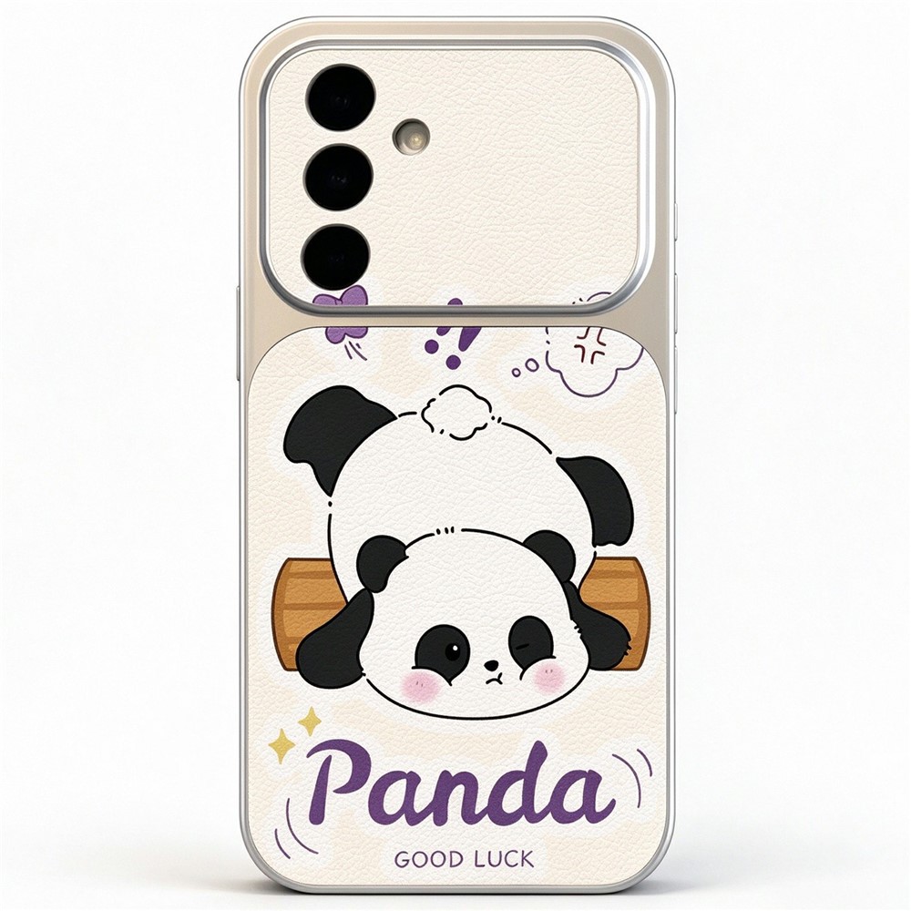 For Samsung Galaxy S25 Phone Case Pattern Print PU Leather Litchi Texture Back Cover with Precise Camera Cutouts - B636 Panda