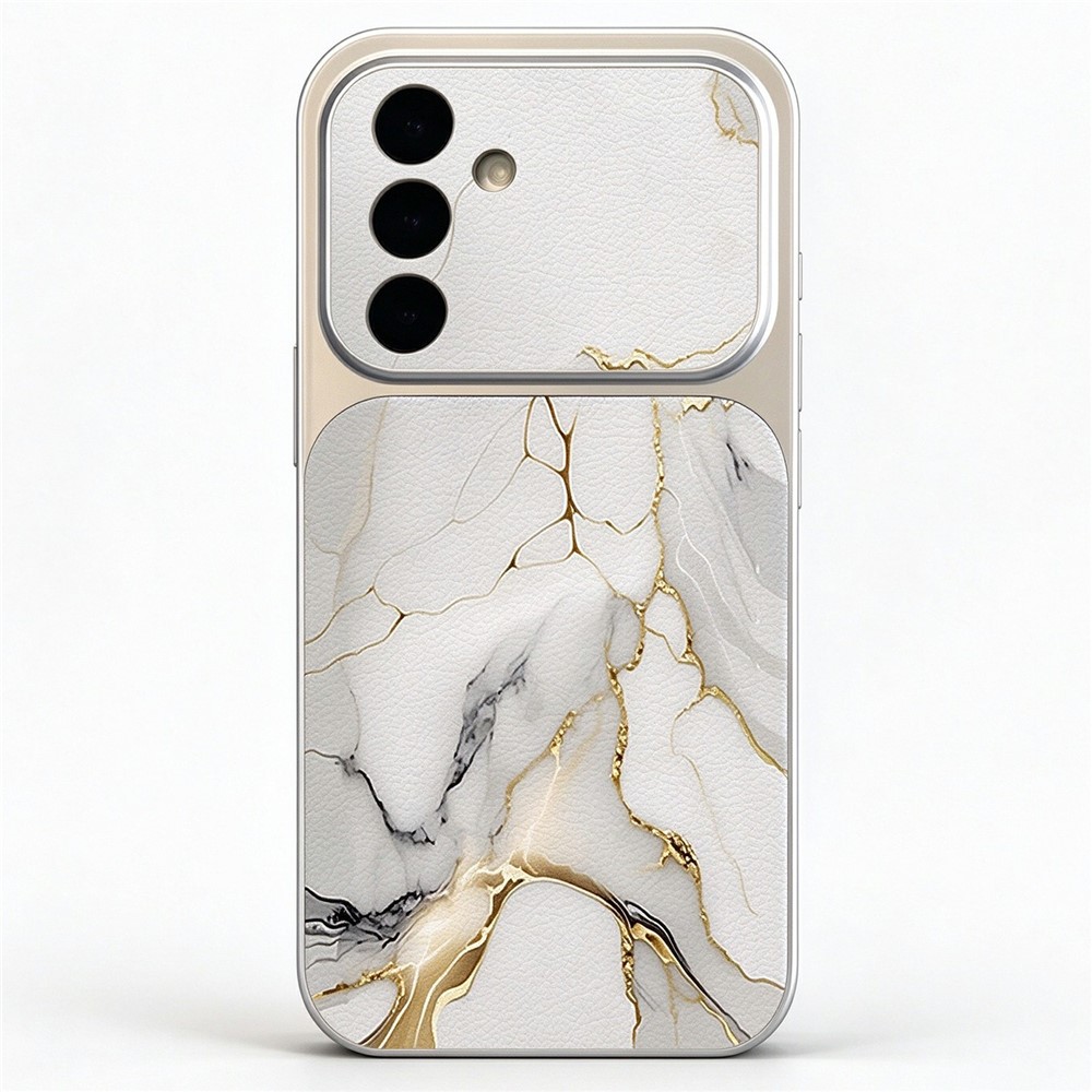 For Samsung Galaxy S25+ Case Marble Pattern Litchi Texture PU+TPU+PC Back Cover - A405