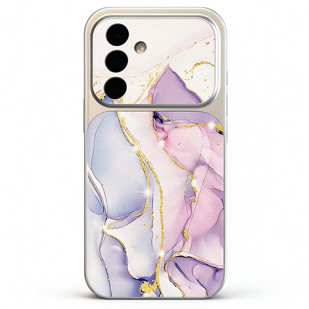 For Samsung Galaxy S25+ Case Marble Pattern Litchi Texture PU+TPU+PC Back Cover - A409