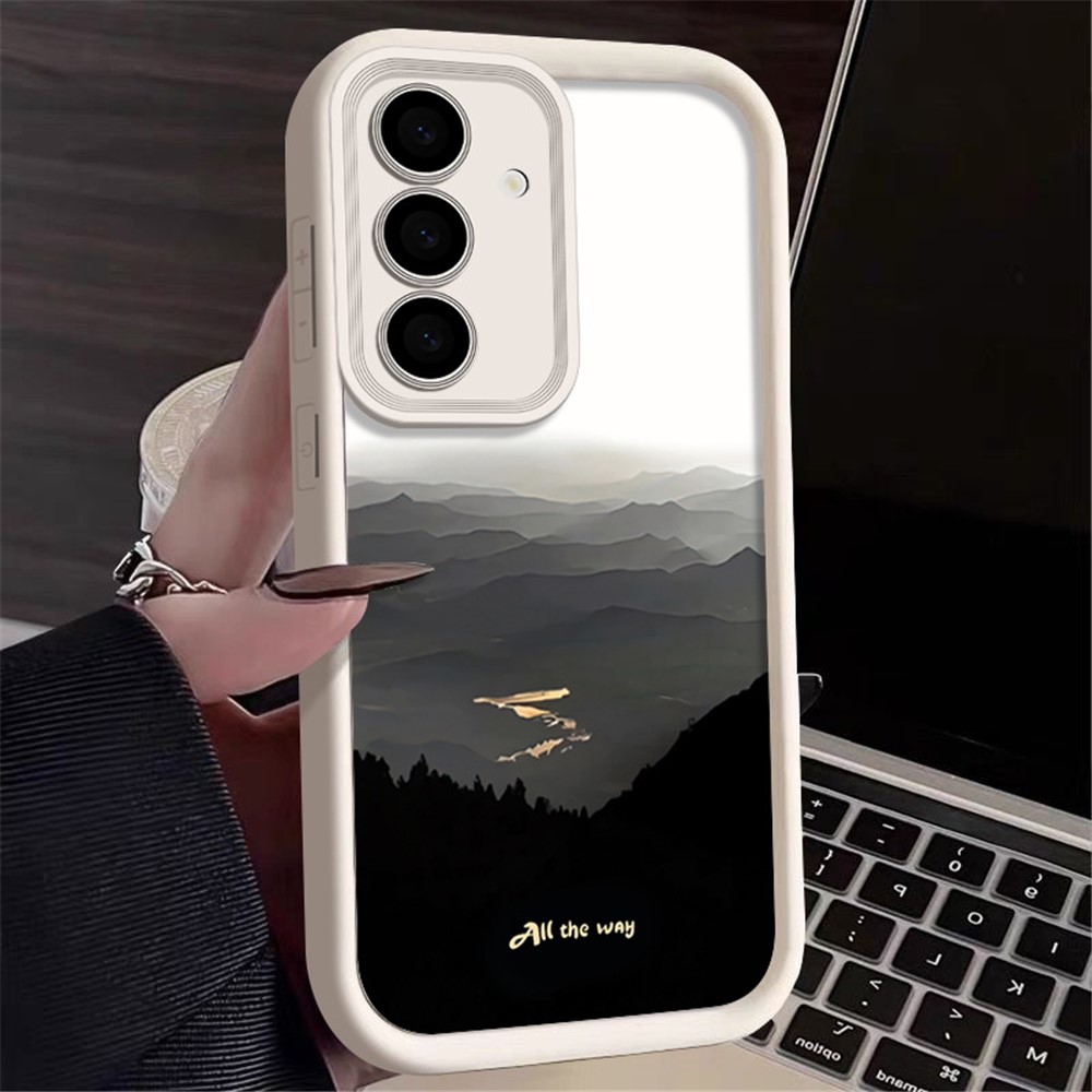For Samsung Galaxy A17 5G / A17 4G / A26 5G Case Mountain Landscape Ink Painting Pattern Camera Protection Shockproof TPU Phone Cover - White