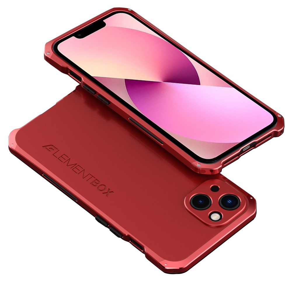 ELEMENT BOX For iPhone 13 mini 5.4 inch 3-Piece Design Hard PC Back Metal Frame Cover Hybrid Phone Case - Red  /  Red