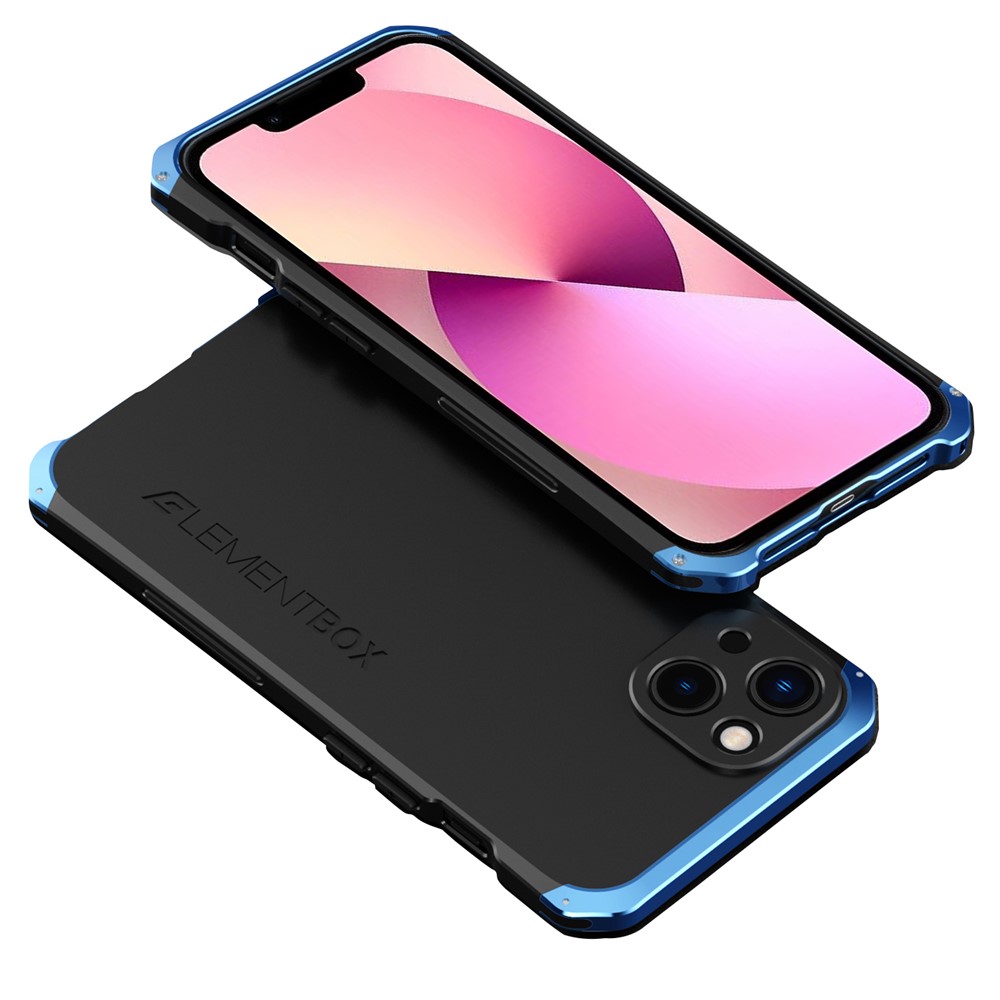 ELEMENT BOX For iPhone 13 mini 5.4 inch 3-Piece Design Hard PC Back Metal Frame Cover Hybrid Phone Case - Black / Blue