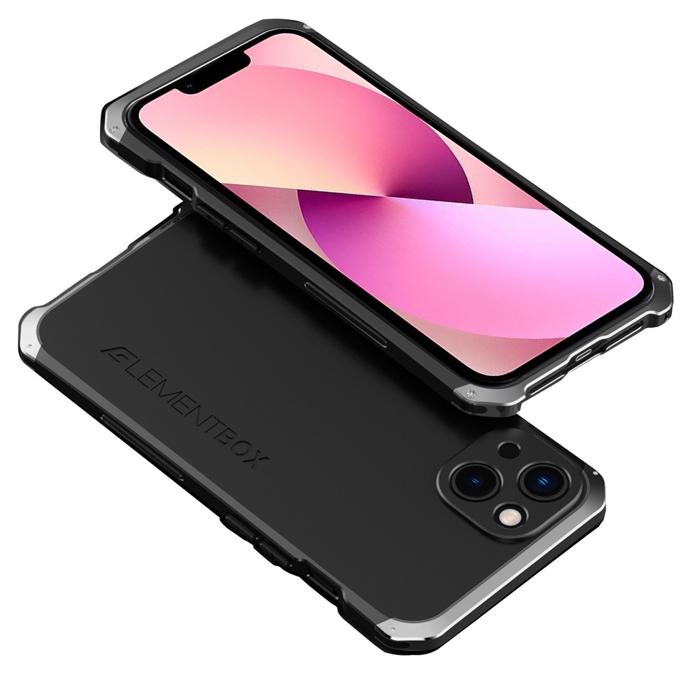 ELEMENT BOX For iPhone 13 mini 5.4 inch 3-Piece Design Hard PC Back Metal Frame Cover Hybrid Phone Case - Black / Silver