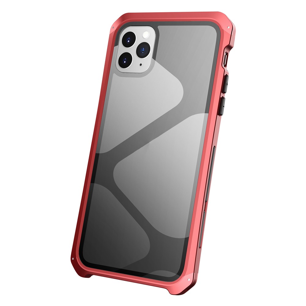 ELEMENT BOX For iPhone 11 Pro Max 6.5 inch Drop Protection 3-Piece Design Mobile Phone Cases Metal +Tempered Glass Hybrid Back Cover - Red