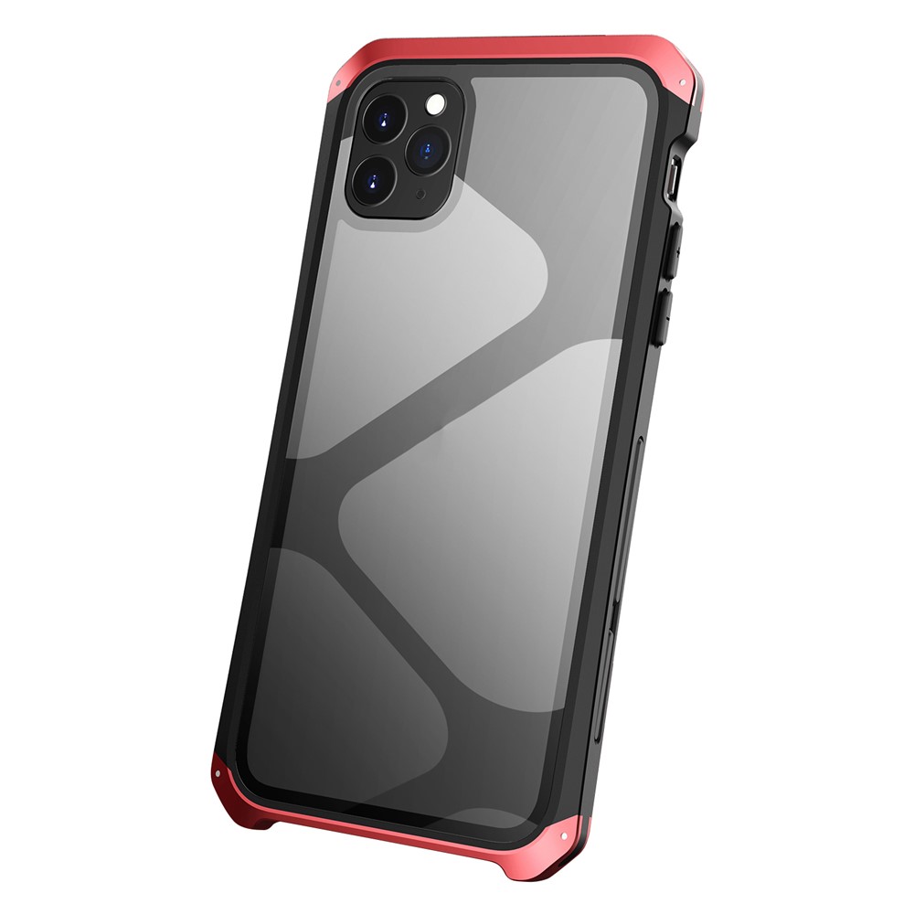 ELEMENT BOX For iPhone 11 Pro Max 6.5 inch Drop Protection 3-Piece Design Mobile Phone Cases Metal +Tempered Glass Hybrid Back Cover - Black Red
