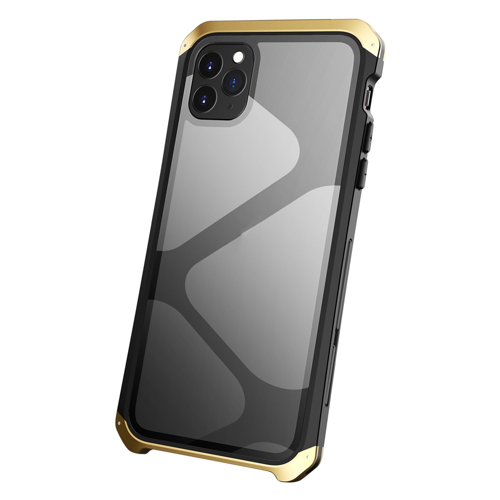 ELEMENT BOX For iPhone 11 Pro Max 6.5 inch Drop Protection 3-Piece Design Mobile Phone Cases Metal +Tempered Glass Hybrid Back Cover - Black Gold