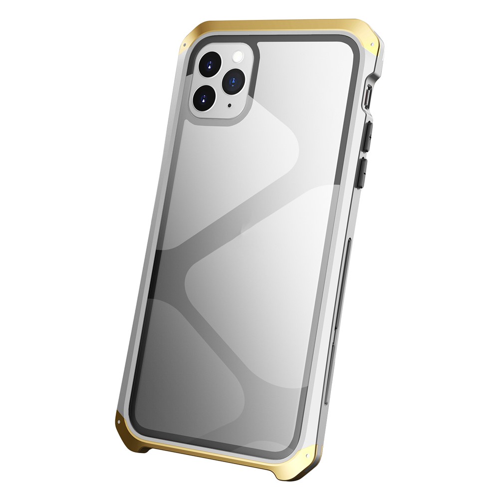 ELEMENT BOX For iPhone 11 Pro Max 6.5 inch Drop Protection 3-Piece Design Mobile Phone Cases Metal +Tempered Glass Hybrid Back Cover - Silver Gold