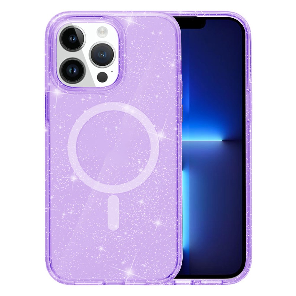 For iPhone 13 Pro Max Case Compatible with MagSafe Sparkle Glitter PC + TPU Phone Cover - Purple