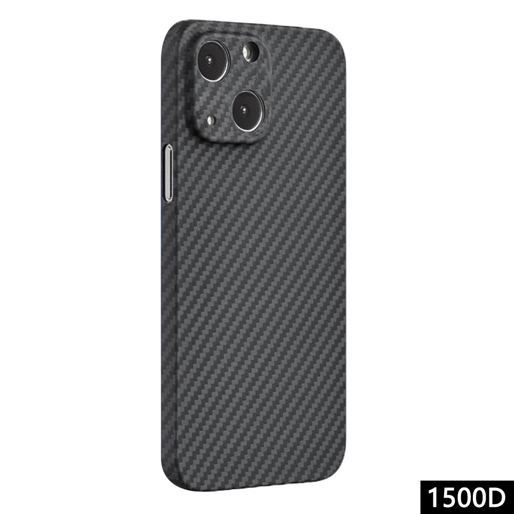 For iPhone 13 mini 5.4 inch Case 1500D Coarse Texture Mobile Phone Cover Aramid Fiber Back Case - Matte Black