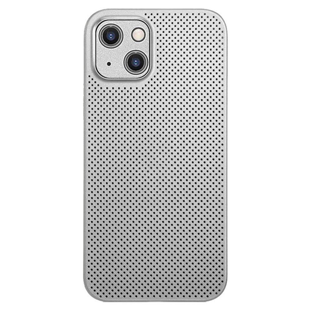 Ultra Thin PP Phone Case for iPhone 13 mini 5.4 inch, Heat Dissipation Breathable Hollow Hole Mesh Back Cover - White