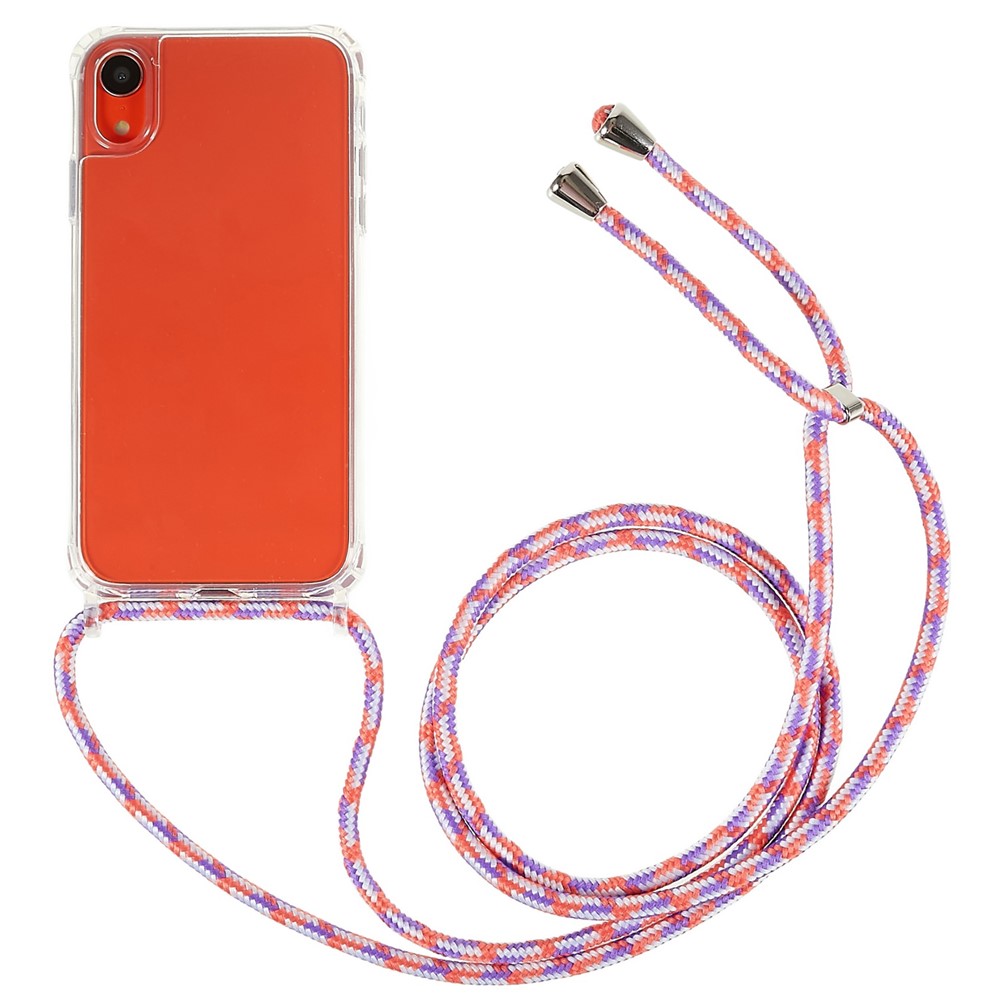 Back Case for iPhone XR 6.1 inch, Drop Protection Clear TPU+Acrylic Phone Cover with Lanyard - Multi-color