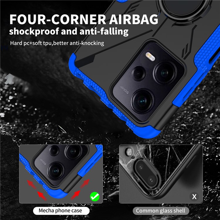 Pour Xiaomi Redmi Note 12 Pro 5G (chine) / Remarque 12 Pro 5G Protective Phone Case PC + TPU Ring Kickstand Smartphone Cover Smartphone - Violet-5