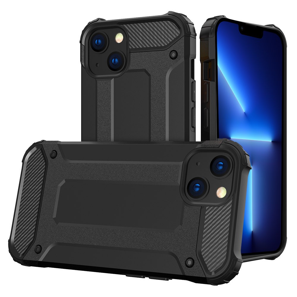 For iPhone 13 mini 5.4 inch Back Cover Hard PC Back + Soft TPU Shockproof Phone Protector Case - Black