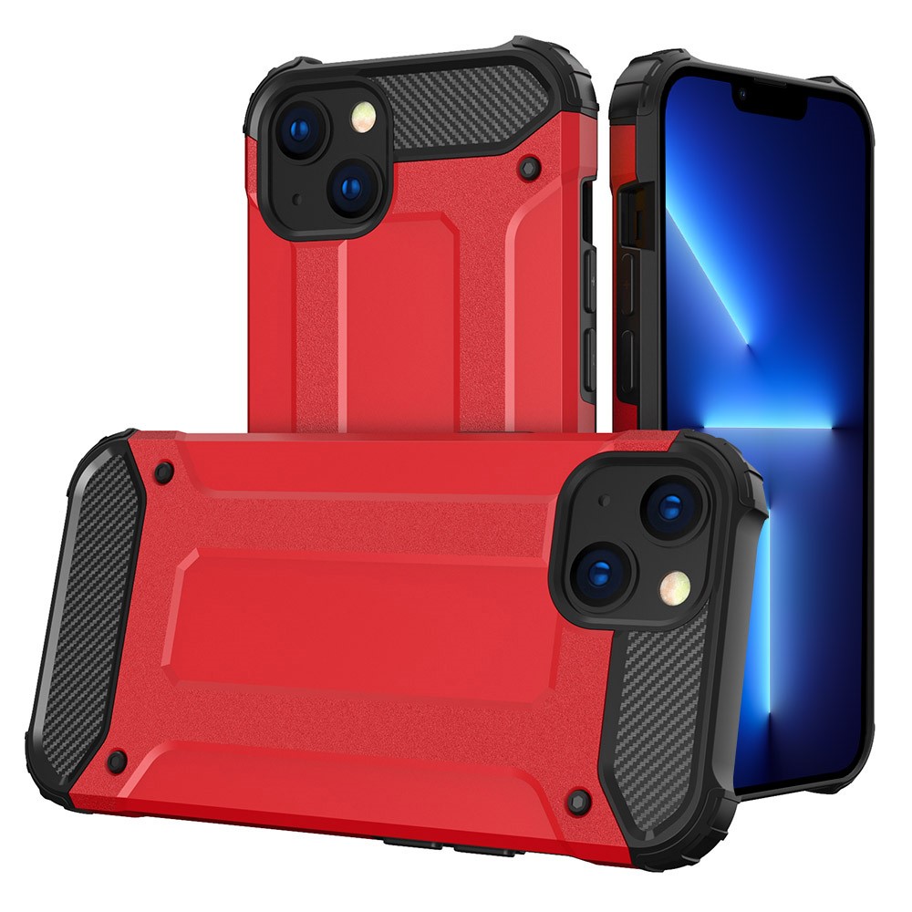 For iPhone 13 mini 5.4 inch Back Cover Hard PC Back + Soft TPU Shockproof Phone Protector Case - Red