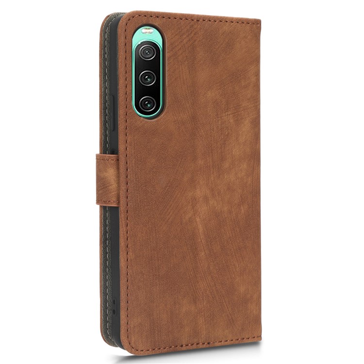 Para Sony Xperia 10 IV 5G Caixa de Catura de Catura de Catura RFID Blocking Tope Com Strap - Marrom-6