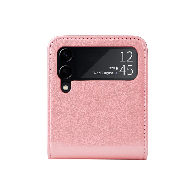 Para Samsung Galaxy Z Flip3 5G Coloque de Couro Carta Carto de Capa de Capa de Gnustrantendo Taplo de Tolo - Rosa-6