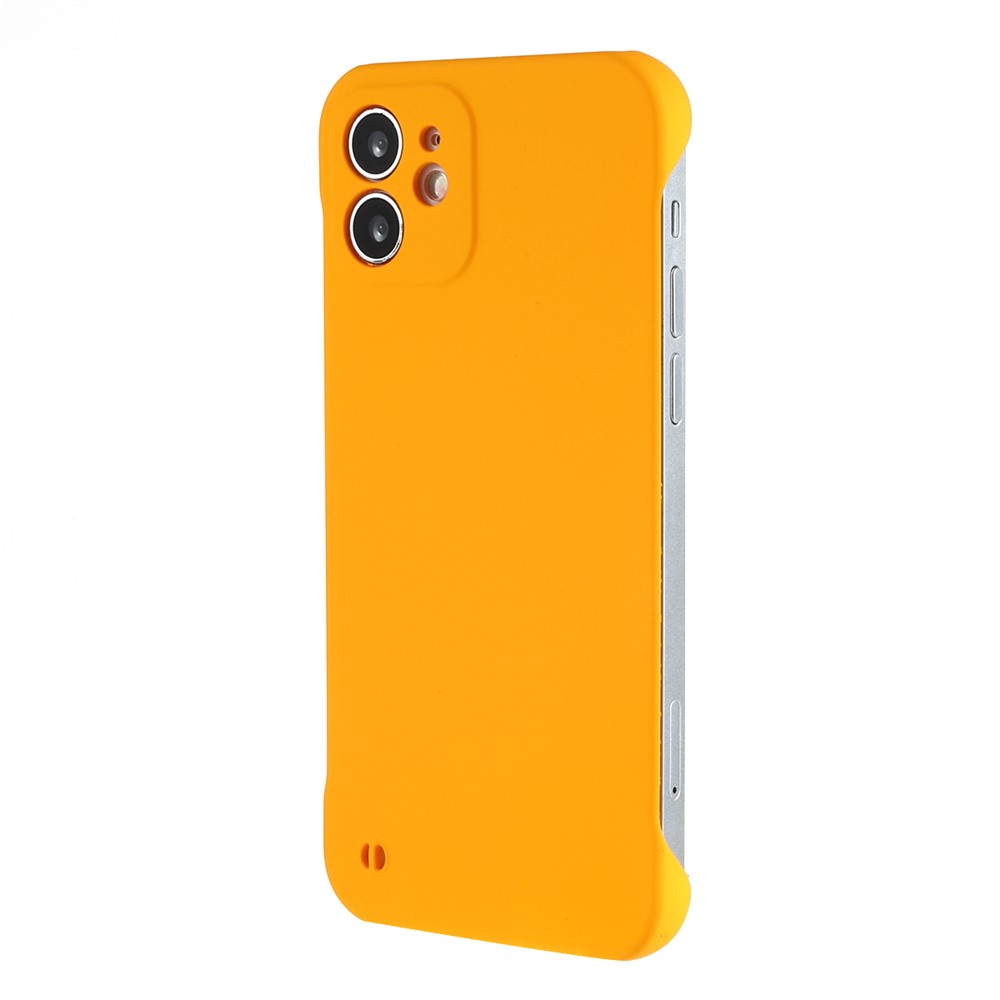 For iPhone 12 mini 5.4 inch Frameless Half Cover Protective Skin-touch Hard PC Mobail Phone Case - Yellow