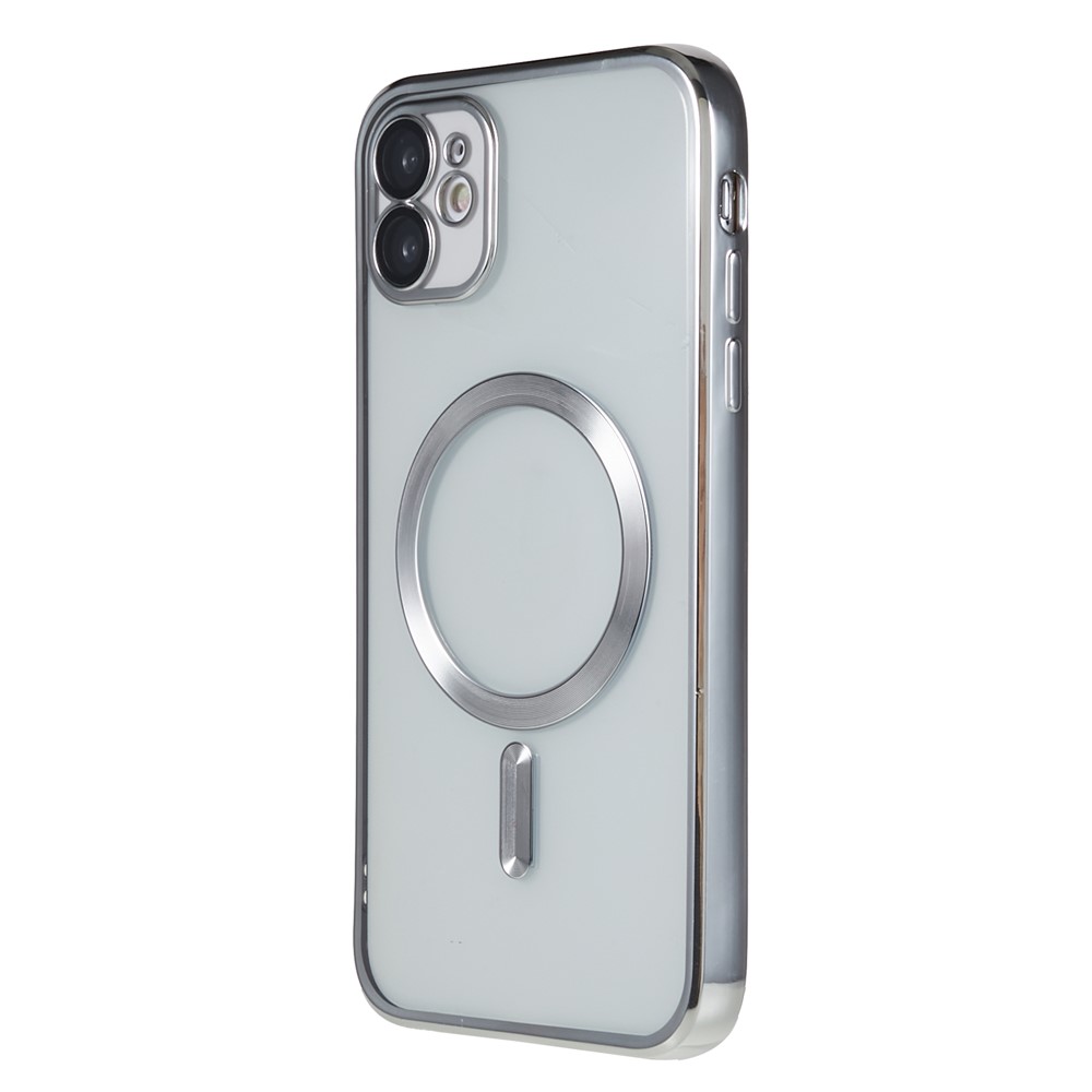 Magnetic Case for iPhone 11 6.1 inch , Soft TPU Precise Cutouts Protective Phone Cover with Lens Film - Silver