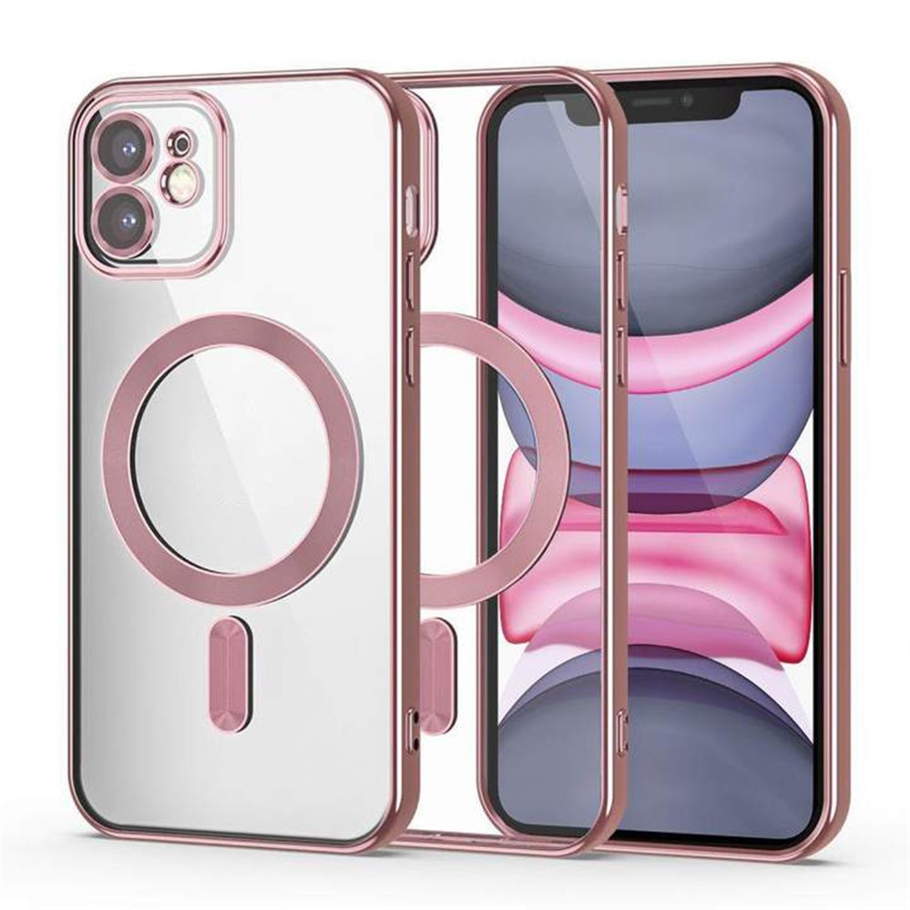 For iPhone 11 6.1 inch Case Soft TPU Protective Phone Cover Compatible with MagSafe Charger - Rose Gold