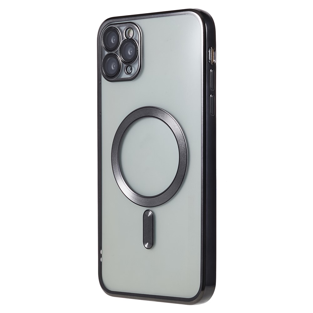 For iPhone 11 Pro Max 6.5 inch Magnetic Case Soft TPU Precise Cutouts Phone Cover with PC Lens Film - Black