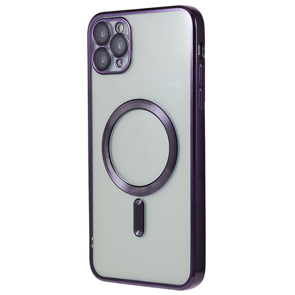 For iPhone 11 Pro Max 6.5 inch Magnetic Case Soft TPU Precise Cutouts Phone Cover with PC Lens Film - Purple