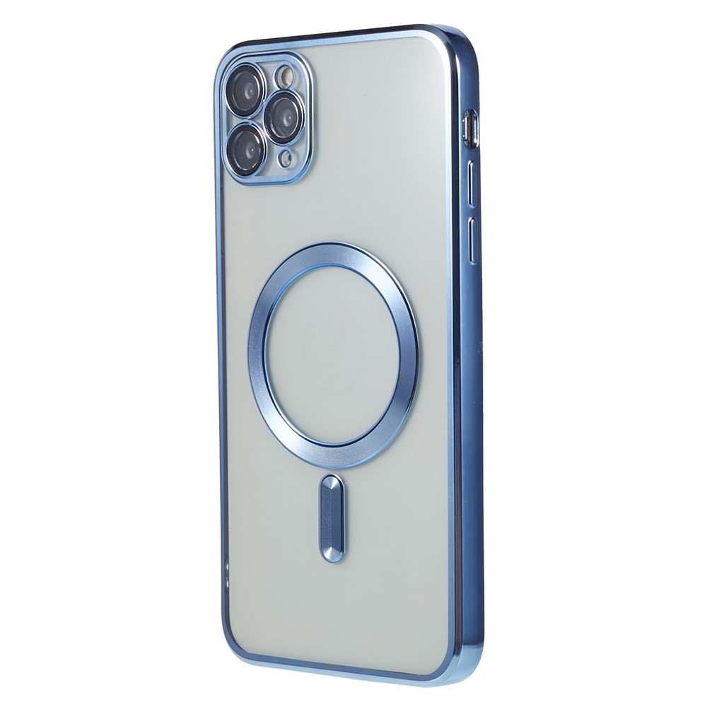 For iPhone 11 Pro Max 6.5 inch Magnetic Case Soft TPU Precise Cutouts Phone Cover with PC Lens Film - Baby Blue