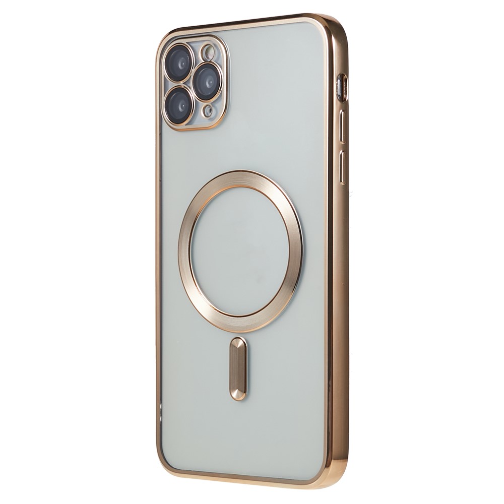 For iPhone 11 Pro Max 6.5 inch Magnetic Case Soft TPU Precise Cutouts Phone Cover with PC Lens Film - Gold