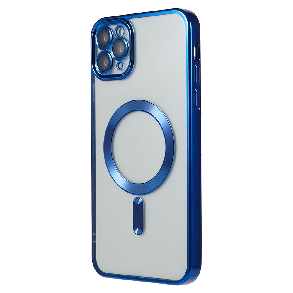 For iPhone 11 Pro Max 6.5 inch Magnetic Case Soft TPU Precise Cutouts Phone Cover with PC Lens Film - Blue