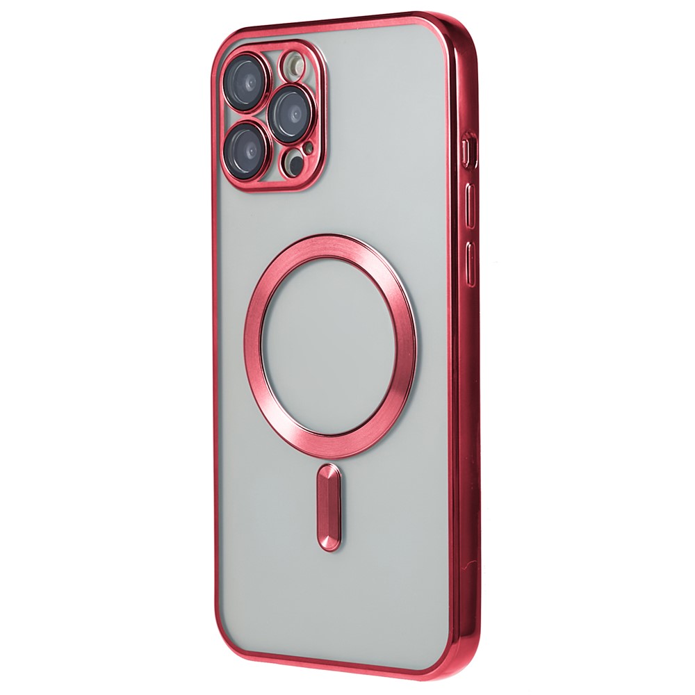 For iPhone 12 Pro Magnetic Phone Case Compatible with Magsafe, PC Lens Protector Phone TPU Cover - Red