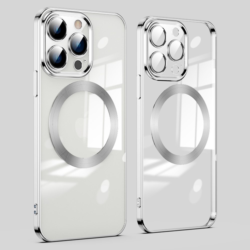 For iPhone 11 Pro Max Phone Case TPU Phone Back Cover Compatible with MagSafe - Silver