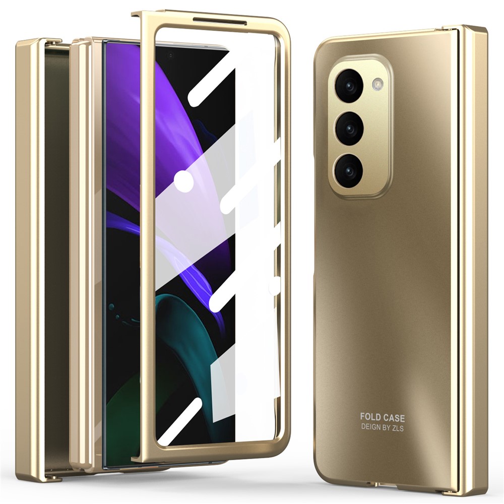 Hard PC Phone Case for Samsung Galaxy Z Fold2 5G Anti-Drop Protective Phone Shell Cover with Screen Film - Champagne Gold
