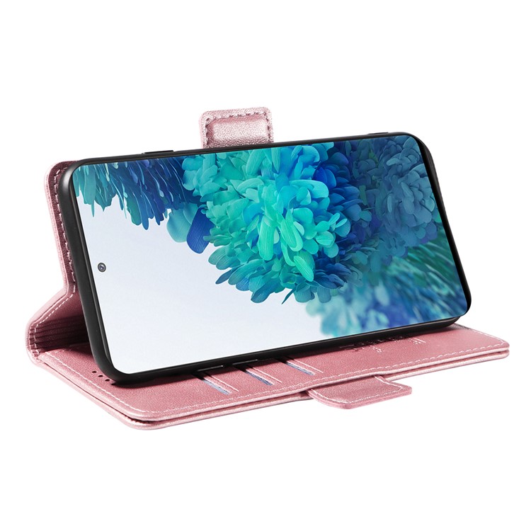 Cale Cale Cale Для Кошелька Yikatu YK-003 Для Samsung Galaxy S20 fe / S20 fe 5G / S20 FE 2022 / S20 Lite, PU Кожаная Подставка Для Магнитной Телефонной Телефонной Крышки - Розовое Золото-3