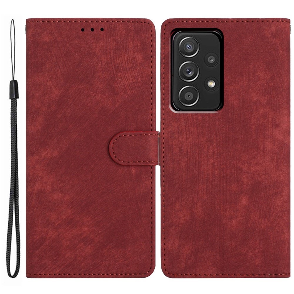 For Samsung Galaxy A73 5G PU Leather Full Protection Cover Skin-touch Wallet Stand Phone Case - Red