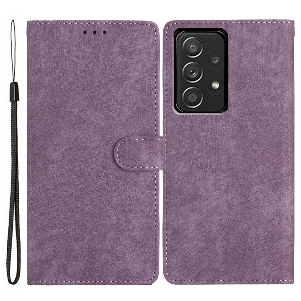 For Samsung Galaxy A73 5G PU Leather Full Protection Cover Skin-touch Wallet Stand Phone Case - Purple