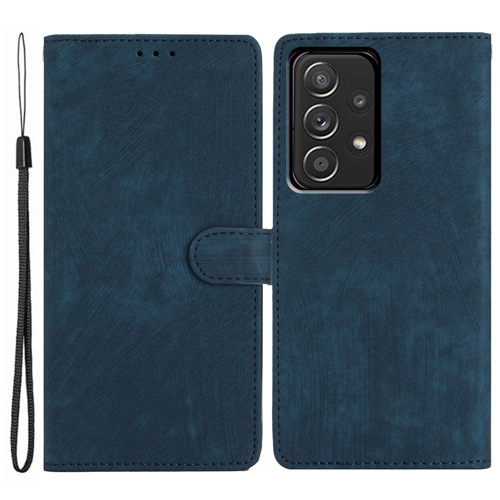 For Samsung Galaxy A73 5G PU Leather Full Protection Cover Skin-touch Wallet Stand Phone Case - Blue