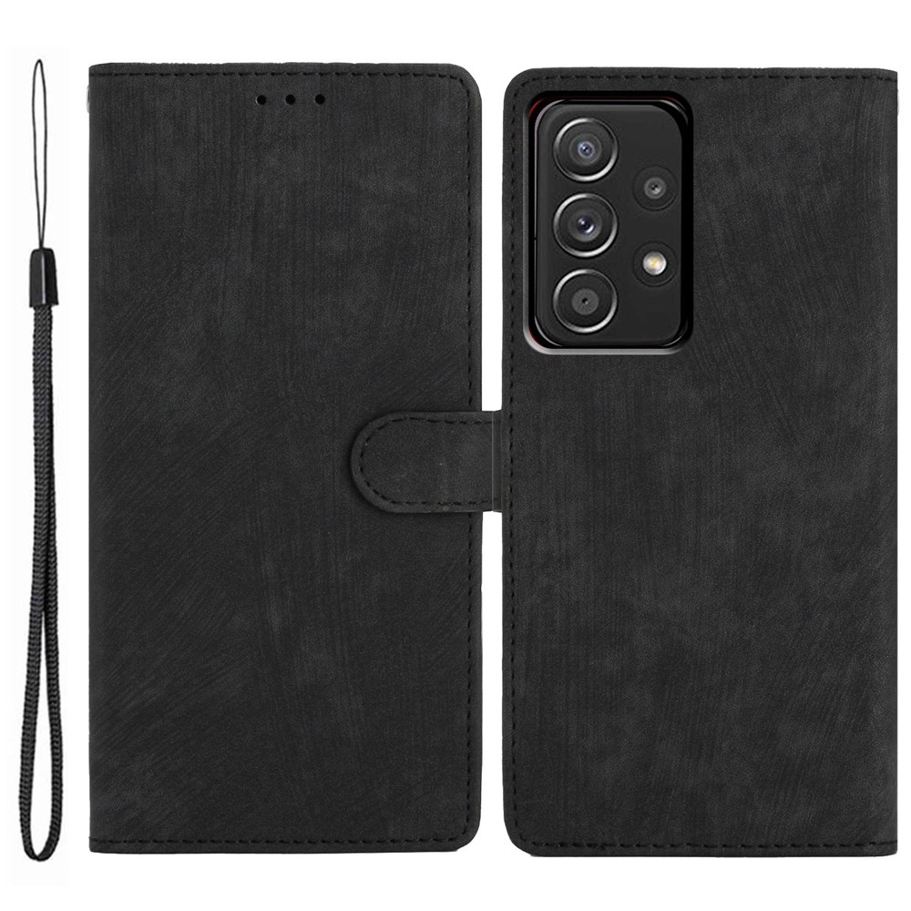 For Samsung Galaxy A73 5G PU Leather Full Protection Cover Skin-touch Wallet Stand Phone Case - Black