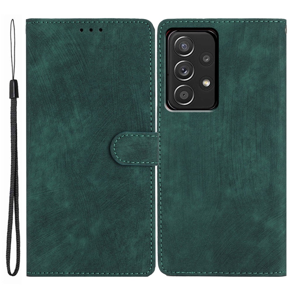 For Samsung Galaxy A73 5G PU Leather Full Protection Cover Skin-touch Wallet Stand Phone Case - Green