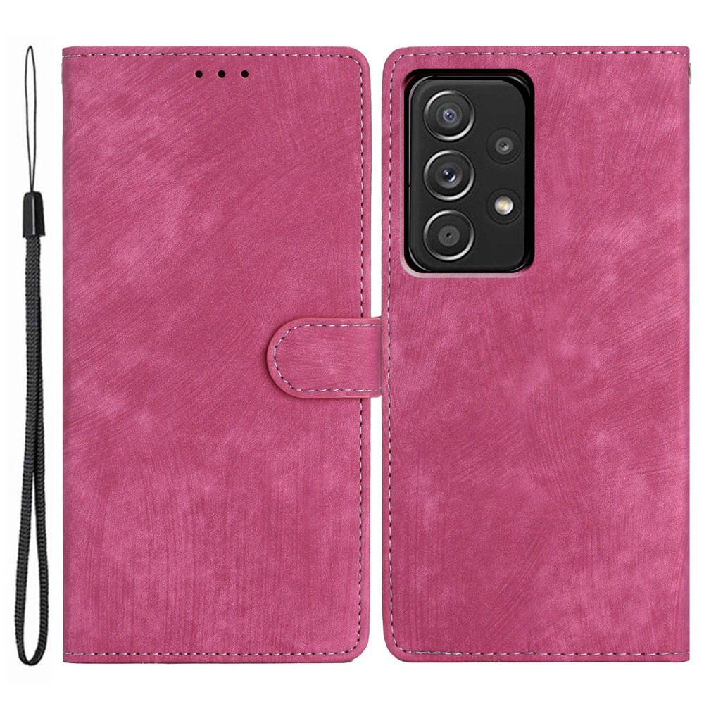 For Samsung Galaxy A73 5G PU Leather Full Protection Cover Skin-touch Wallet Stand Phone Case - Rose