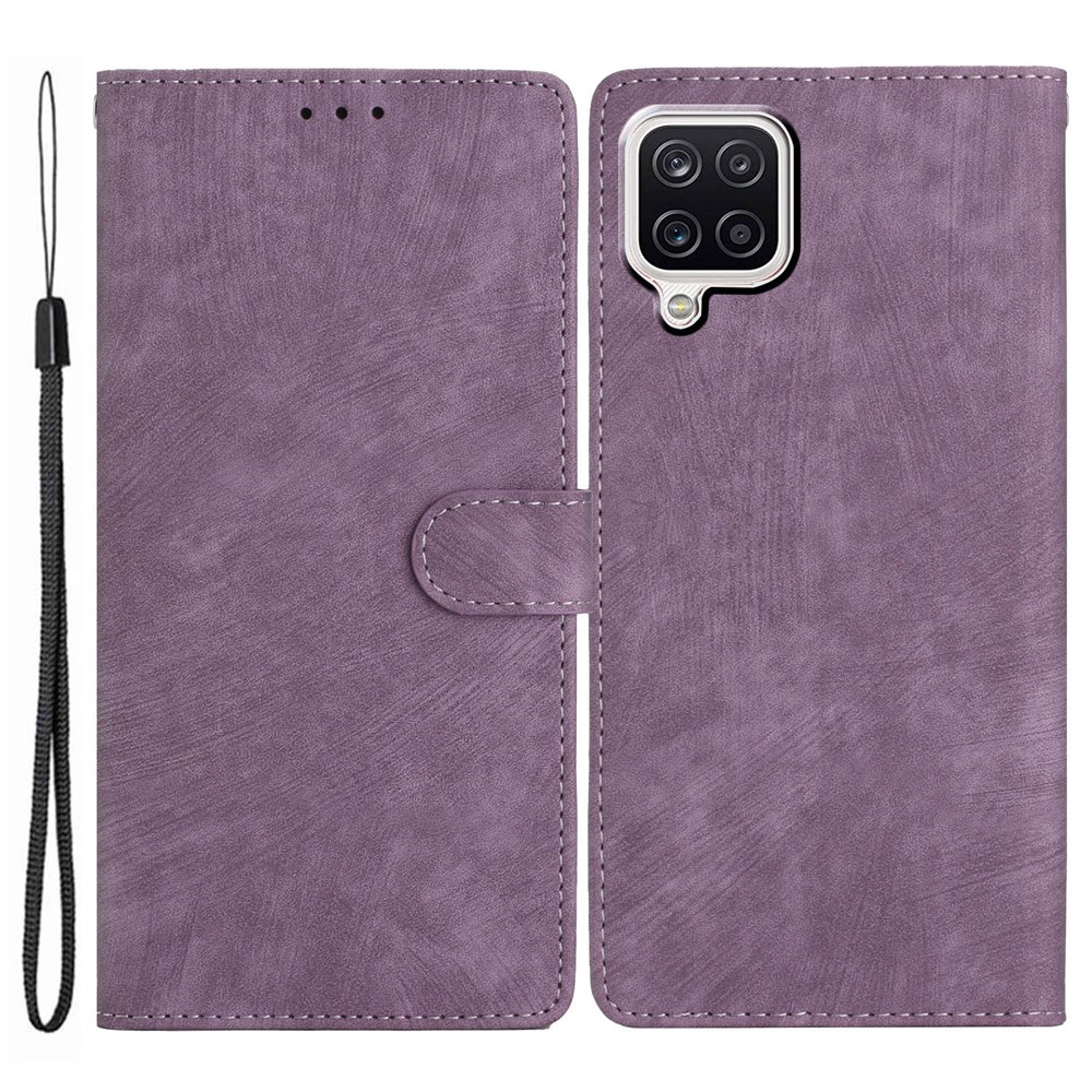 Phone Case for Samsung Galaxy A42 5G , Skin-touch Leather Wallet Stand Full Protection Cover - Purple