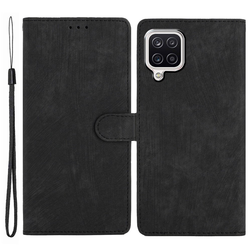 Phone Case for Samsung Galaxy A42 5G , Skin-touch Leather Wallet Stand Full Protection Cover - Black