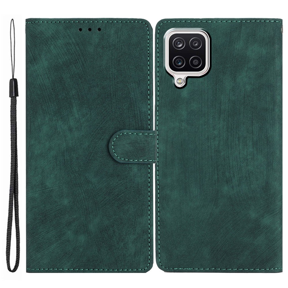 Phone Case for Samsung Galaxy A42 5G , Skin-touch Leather Wallet Stand Full Protection Cover - Green