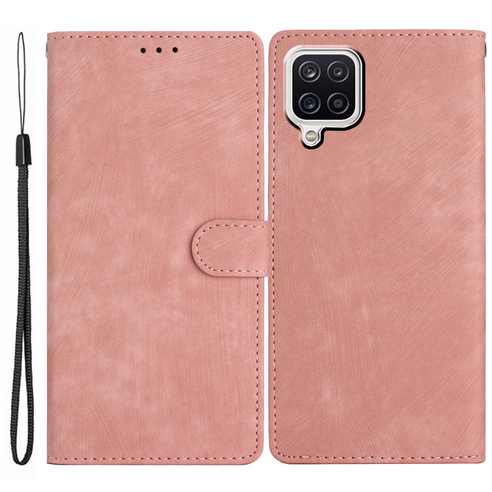 Phone Case for Samsung Galaxy A42 5G , Skin-touch Leather Wallet Stand Full Protection Cover - Rose Gold