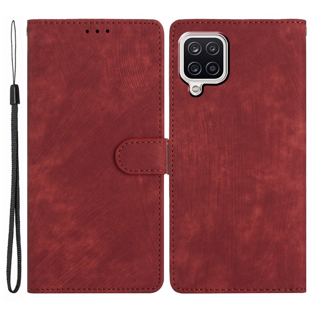 Phone Case for Samsung Galaxy A42 5G , Skin-touch Leather Wallet Stand Full Protection Cover - Red