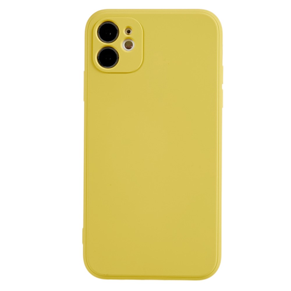 For iPhone 11 Soft TPU Rubberized Cover Fiber Lining Cushion Anti-Scratch Phone Case - Yellow