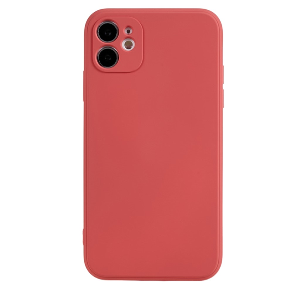 For iPhone 11 Soft TPU Rubberized Cover Fiber Lining Cushion Anti-Scratch Phone Case - Hawthorn Red