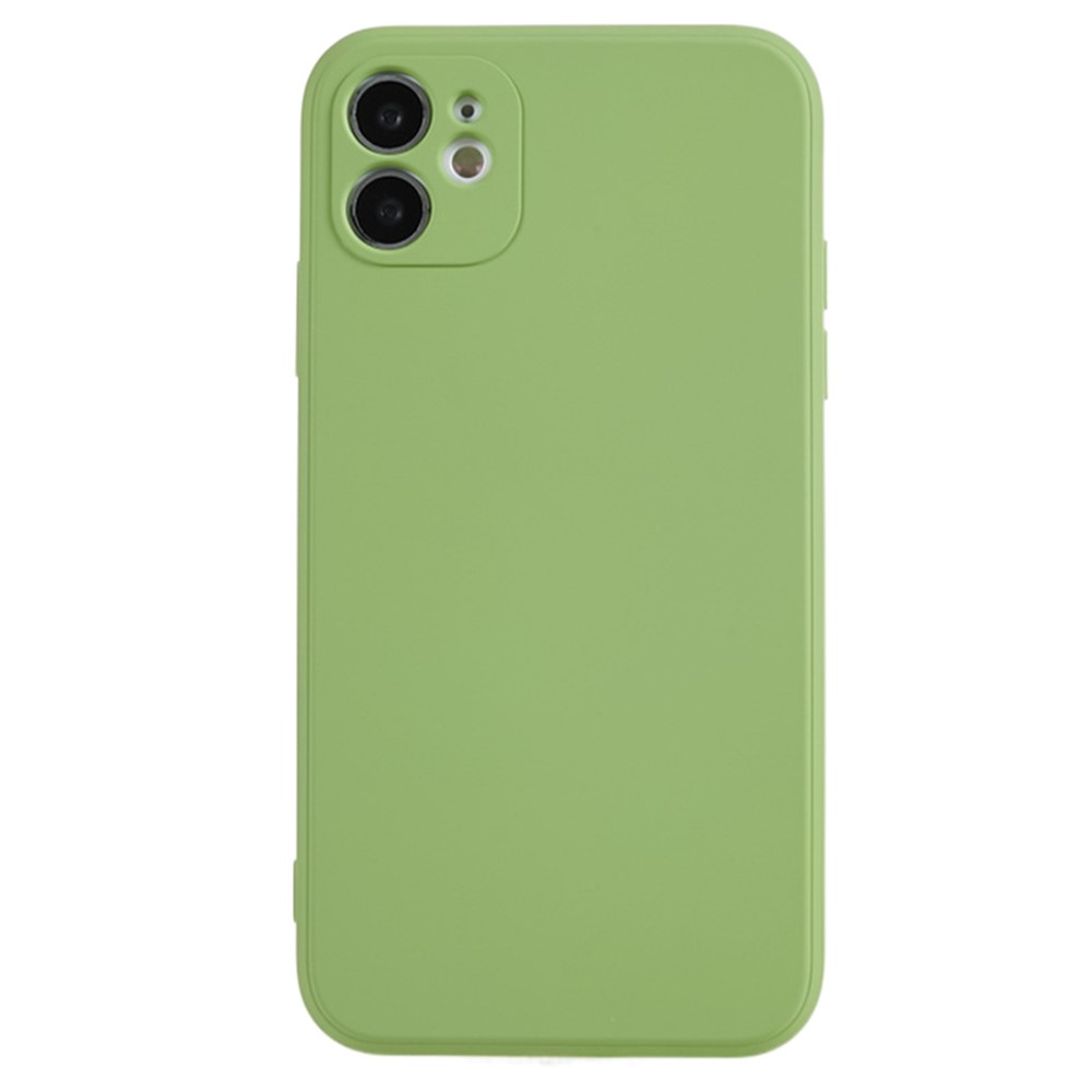 For iPhone 11 Soft TPU Rubberized Cover Fiber Lining Cushion Anti-Scratch Phone Case - Matcha Green