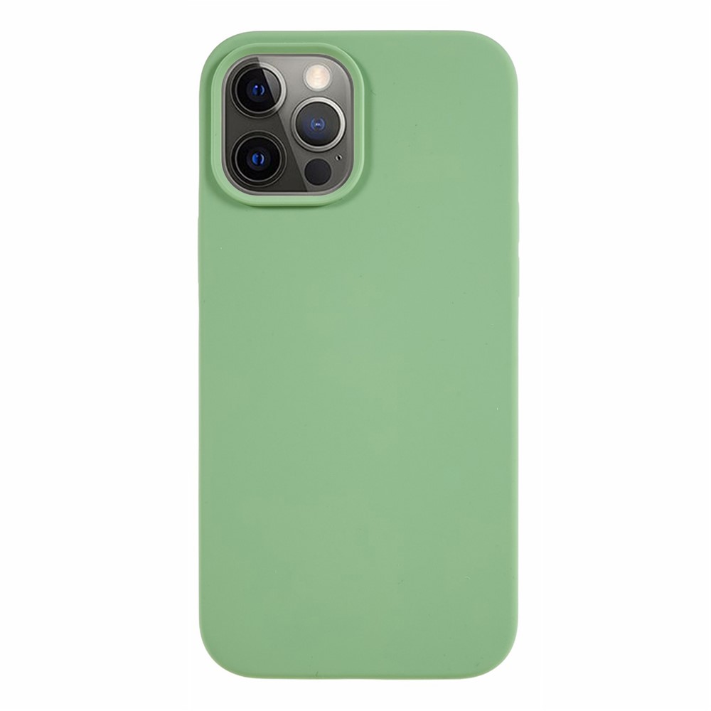 For iPhone 12 / 12 Pro Liquid Silicone Phone Case Soft Lining Anti-scratch Phone Cover - Matcha Green