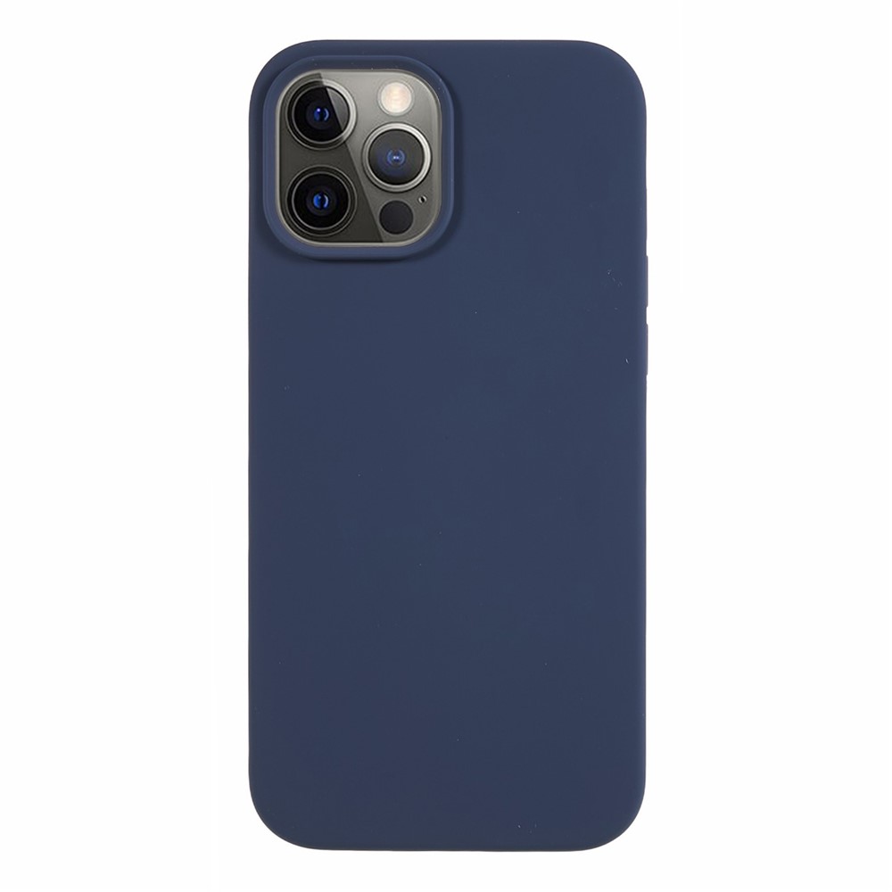 For iPhone 12 / 12 Pro Liquid Silicone Phone Case Soft Lining Anti-scratch Phone Cover - Midnight Blue
